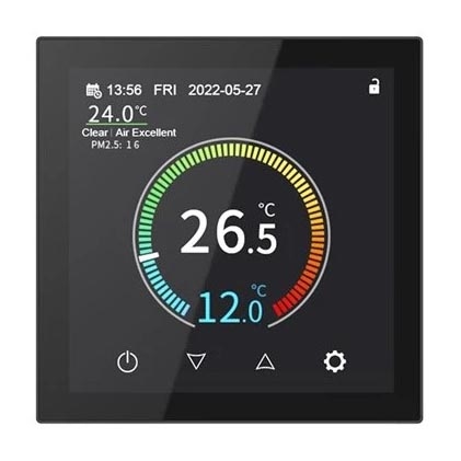 230V iebūvējamais termostats, melns, ar Wi‑Fi (Tuya)