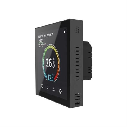 230V iebūvējamais termostats, melns, ar Wi‑Fi (Tuya)