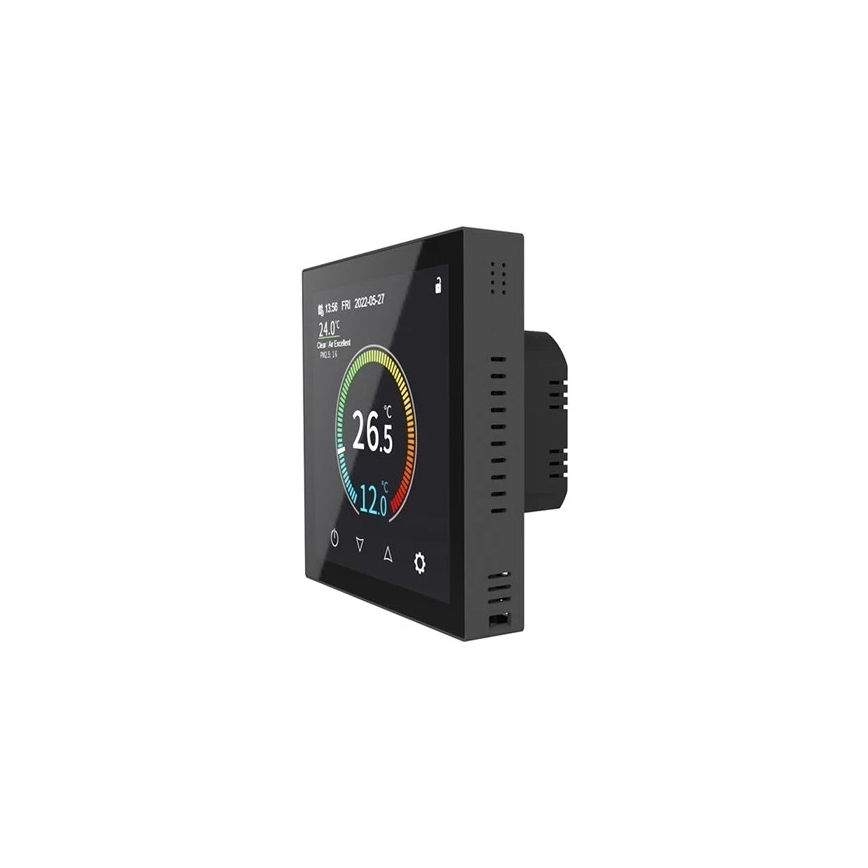 230V iebūvējamais termostats, melns, ar Wi‑Fi (Tuya)