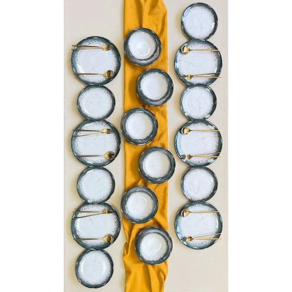 24 daļīgs galda trauku komplekts, balts/antracīts/keramika