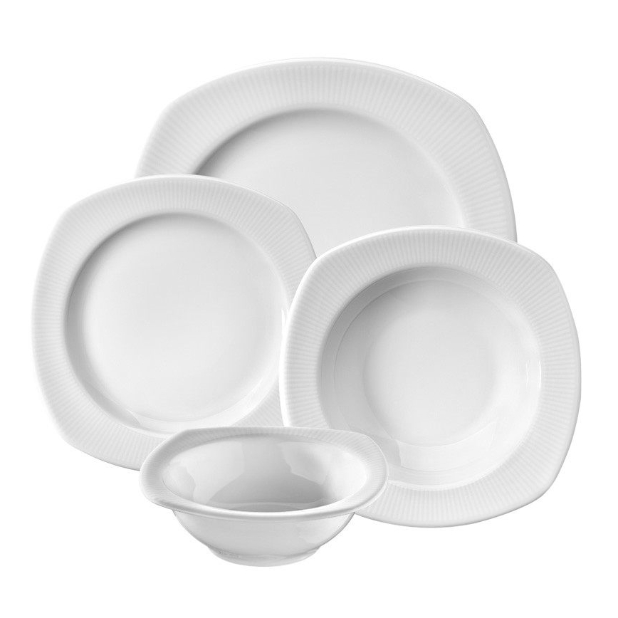 24 daļu baltā porcelāna galda servīze