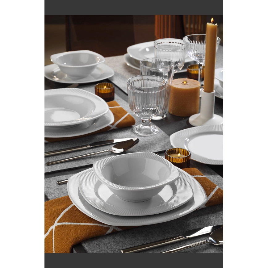 24 daļu baltā porcelāna galda servīze