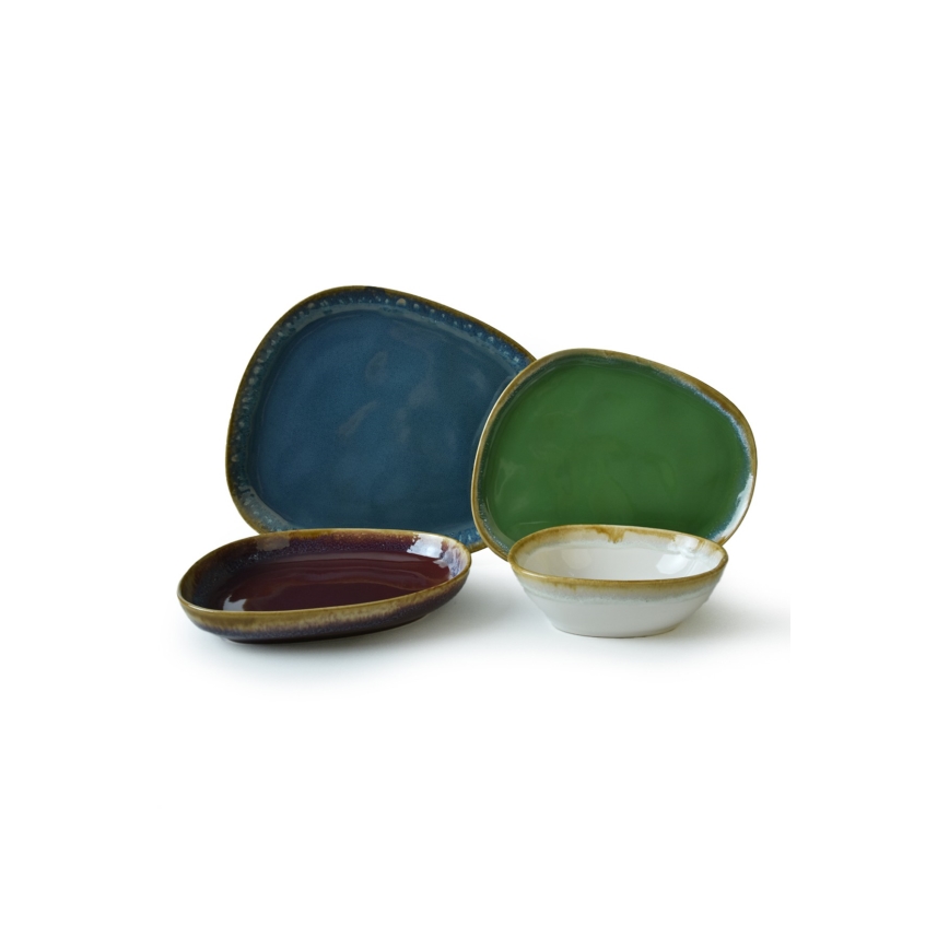 24 daļu daudzkrāsaina galda servīze/akmensmasa