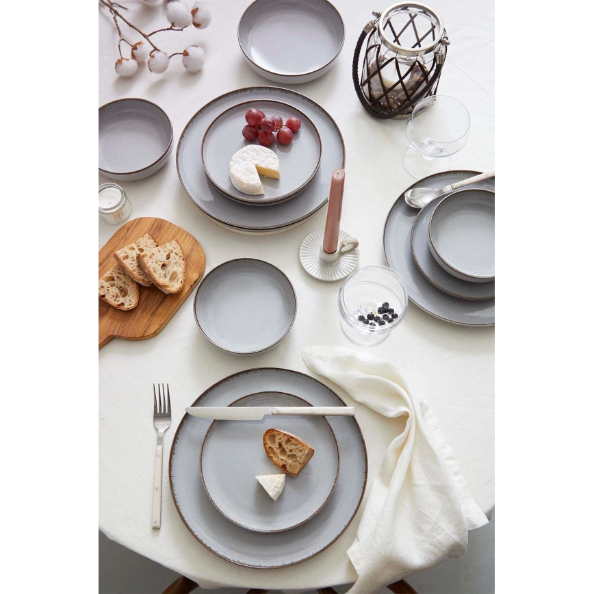 24 daļu ēdienu servīze — pelēka, porcelāns
