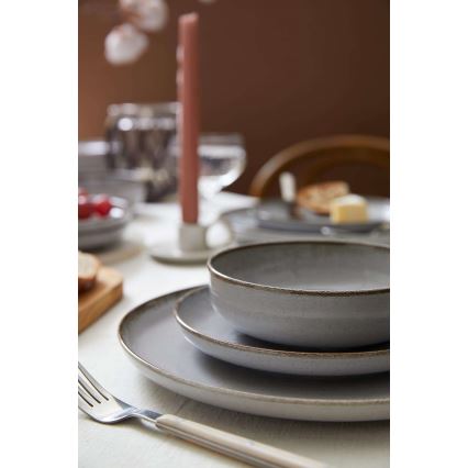 24 daļu ēdienu servīze — pelēka, porcelāns