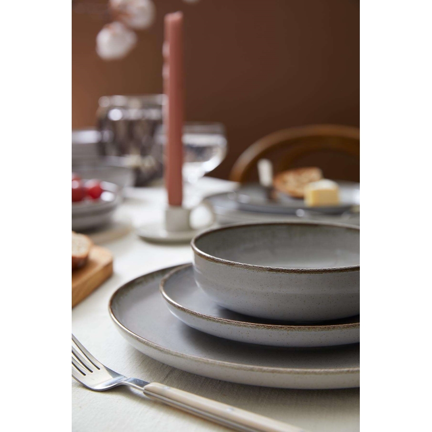 24 daļu ēdienu servīze — pelēka, porcelāns