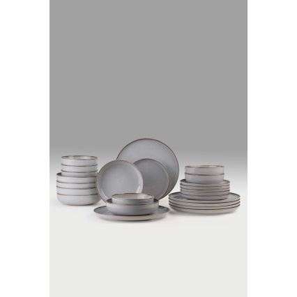 24 daļu ēdienu servīze — pelēka, porcelāns