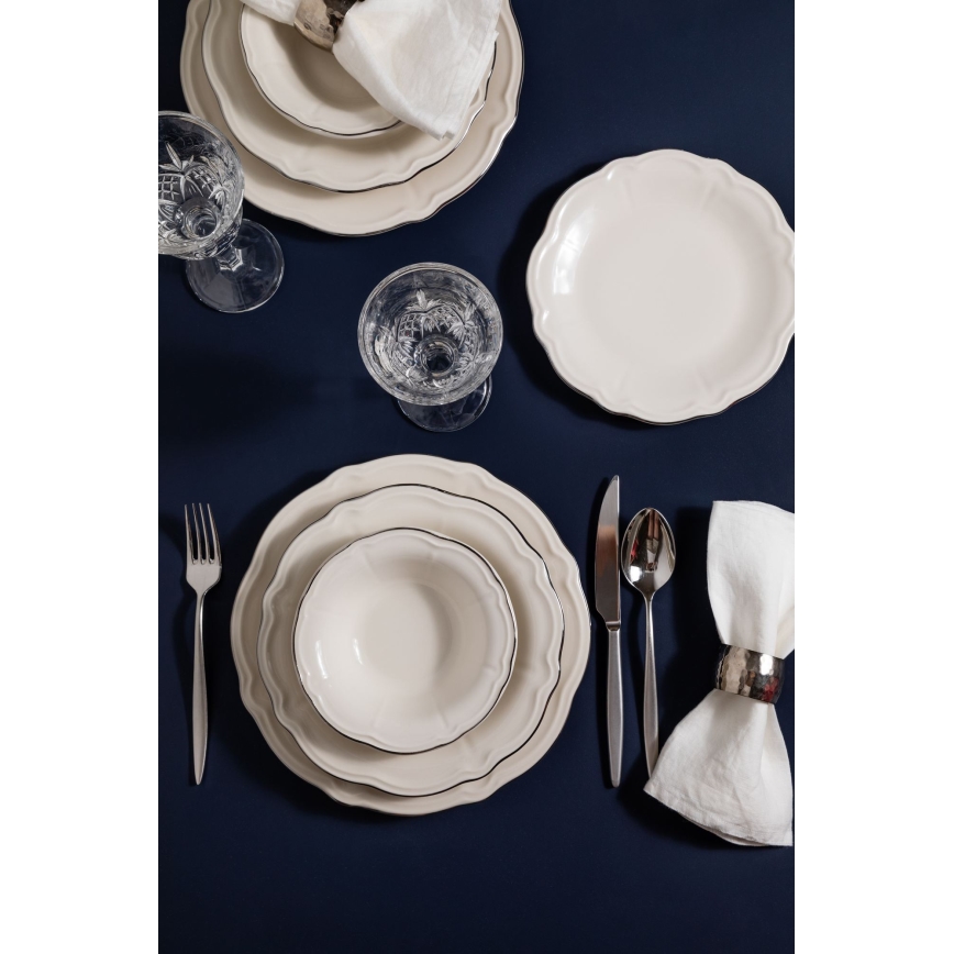 24 daļu galda servīze, balta/sudraba/porcelāns