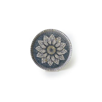 24 daļu galda servīze — zila/krēmkrāsa/akmenskeramika