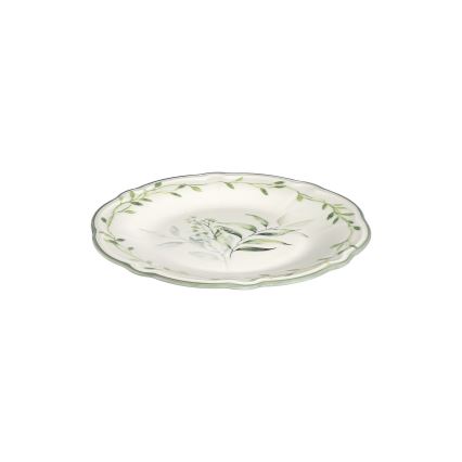 24 daļu galda trauku komplekts, balts/zaļš, porcelāns