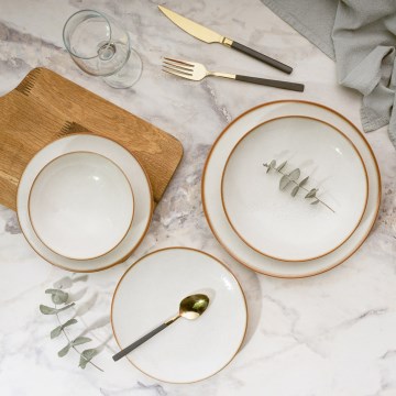 24 daļu galda trauku komplekts bēšs/porcelāns