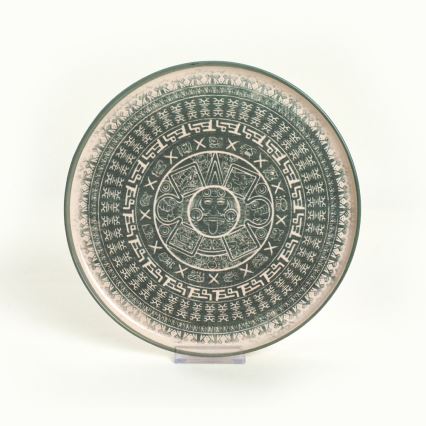 24 daļu galda trauku komplekts, bēšs/zaļš/akmensmāls