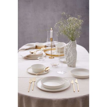 24 daļu porcelāna galda servīze, balta ar zelta apdari