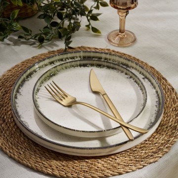 24 daļu porcelāna galda servīze, balta/brūna