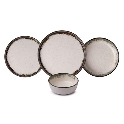 24 daļu porcelāna galda servīze, balta/brūna