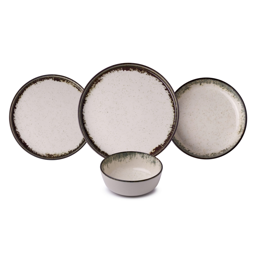 24 daļu porcelāna galda servīze, balta/brūna