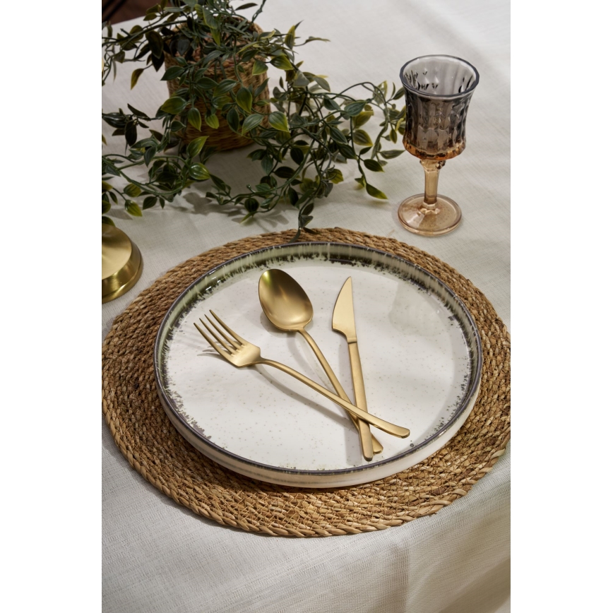 24 daļu porcelāna galda servīze, balta/brūna