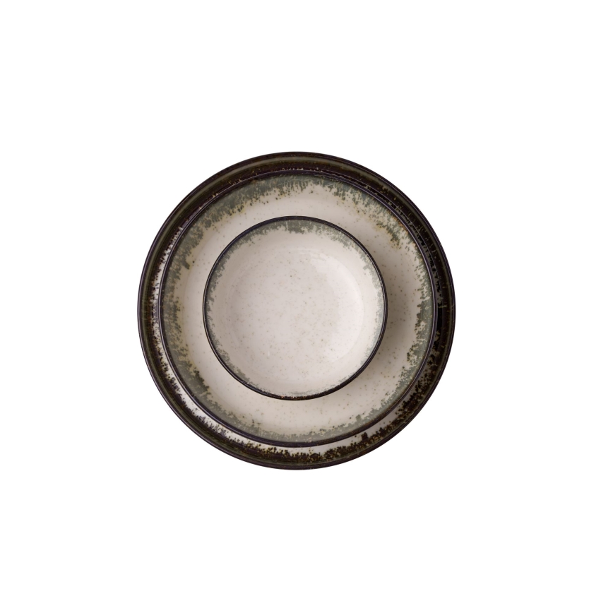 24 daļu porcelāna galda servīze, balta/brūna