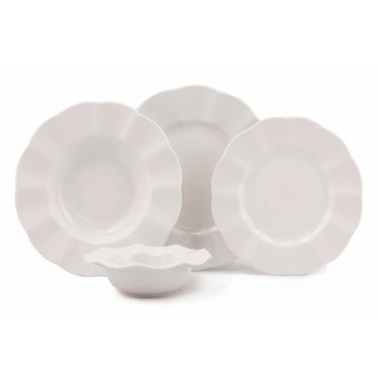 24 daļu porcelāna galda servīze, balta