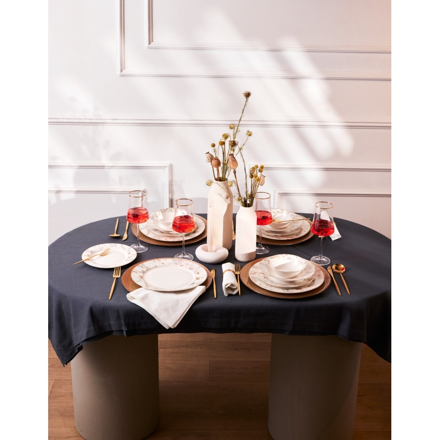 24 daļu porcelāna galda servīze, balta/pelēka