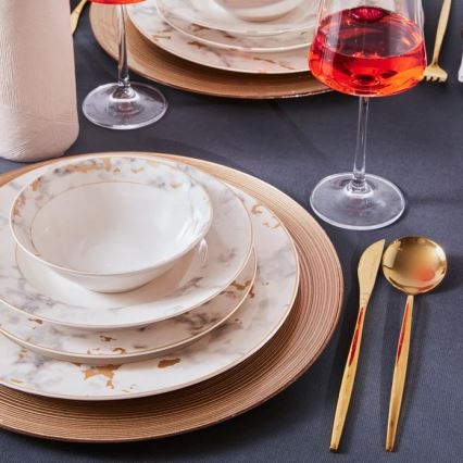 24 daļu porcelāna galda servīze, balta/pelēka