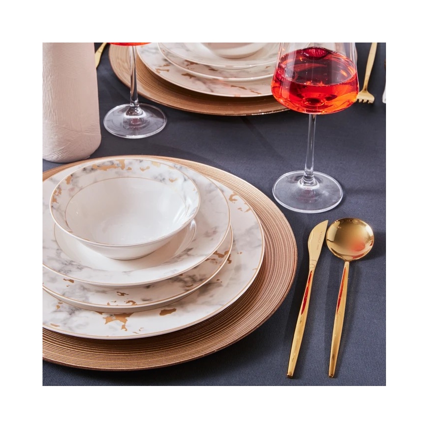 24 daļu porcelāna galda servīze, balta/pelēka