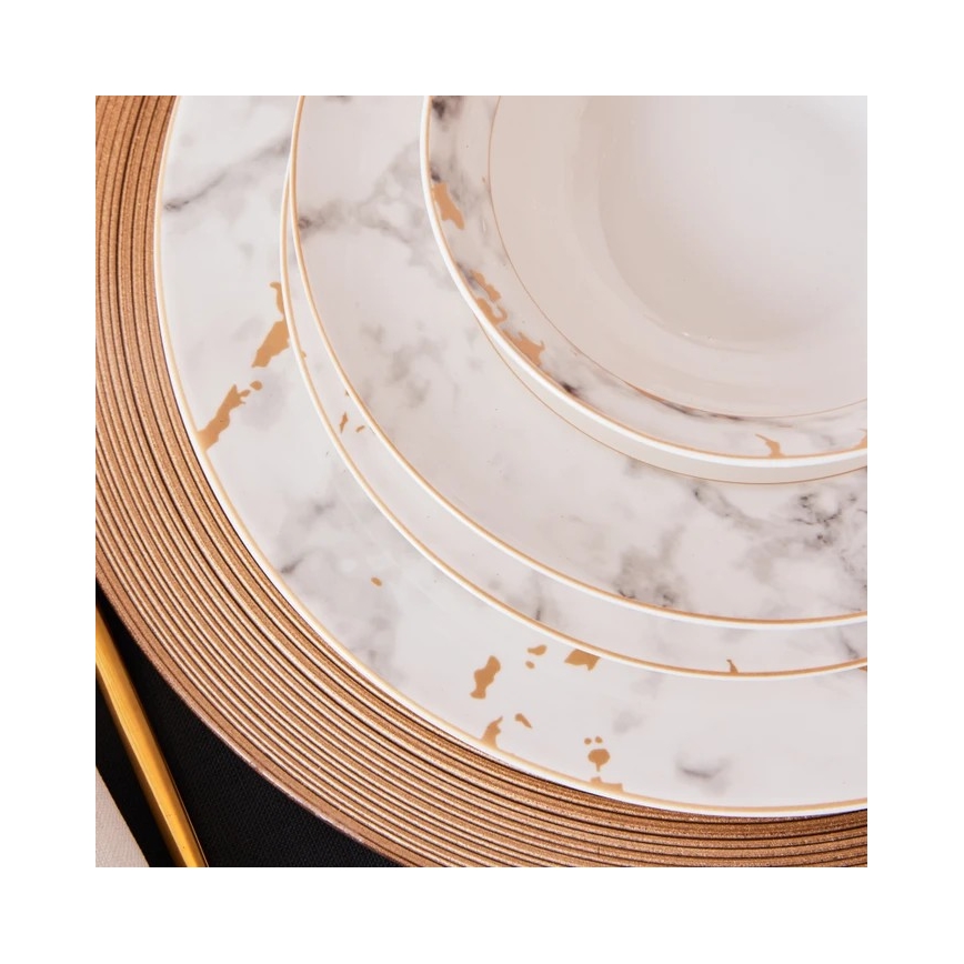 24 daļu porcelāna galda servīze, balta/pelēka