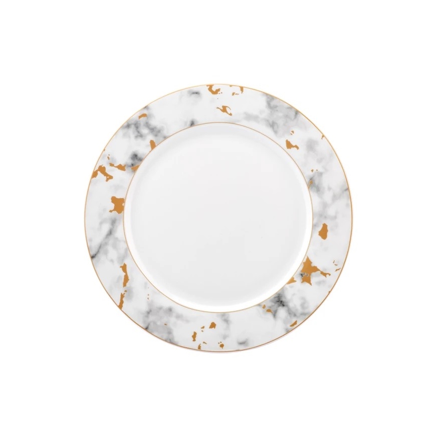 24 daļu porcelāna galda servīze, balta/pelēka