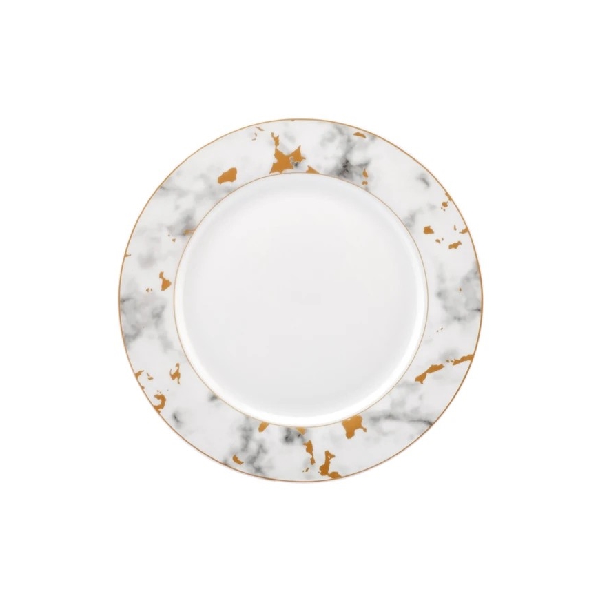 24 daļu porcelāna galda servīze, balta/pelēka