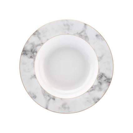 24 daļu porcelāna galda servīze, balta/pelēka