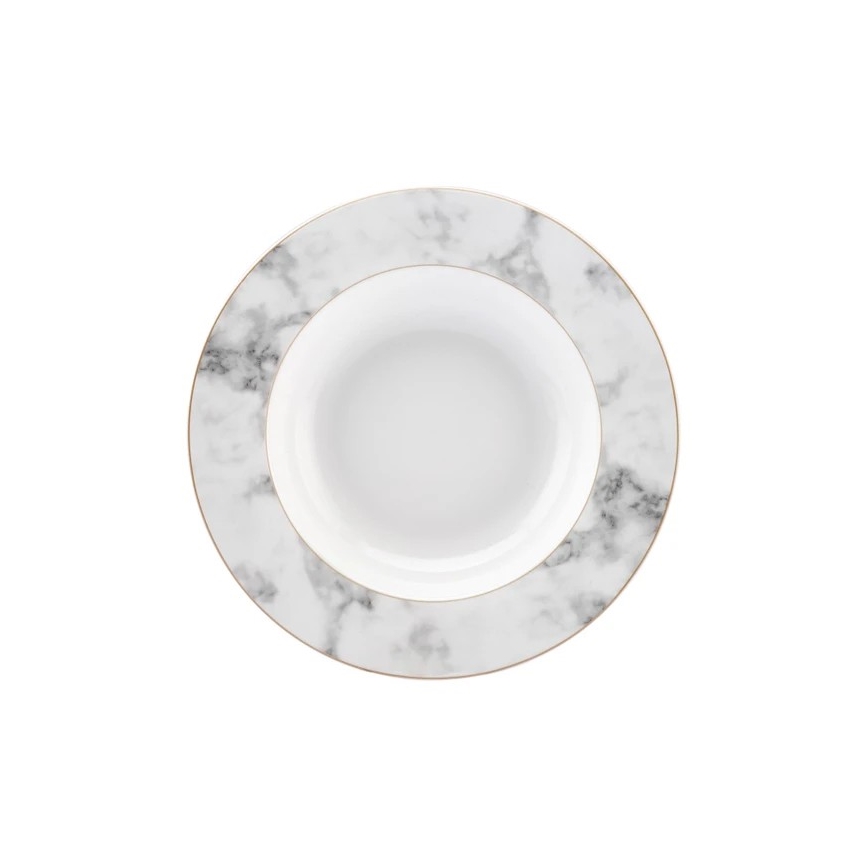 24 daļu porcelāna galda servīze, balta/pelēka