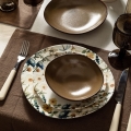 24 daļu porcelāna galda servīze, krāsaina/brūna