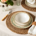 24 daļu porcelāna galda servīze, krēmkrāsaina, bēša vai zaļa