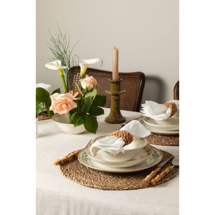 24 daļu porcelāna galda servīze, krēmkrāsaina, bēša vai zaļa