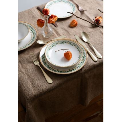 24 daļu porcelāna galda servīze, krēmkrāsaina, bēša vai zaļa