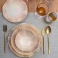 24 daļu porcelāna galda servīze, oranža/zila