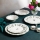 24 daļu porcelāna galda servīze — balta/zaļa/sarkana