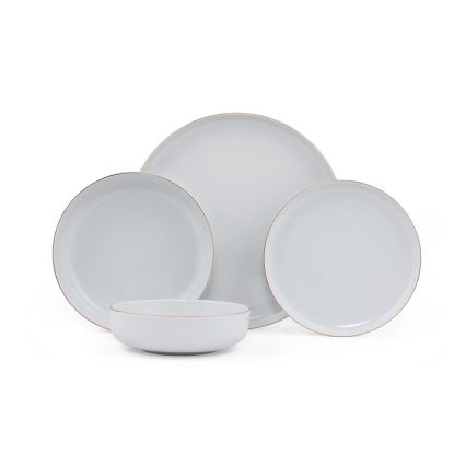 24 daļu porcelāna galda servīze — balta/zelta