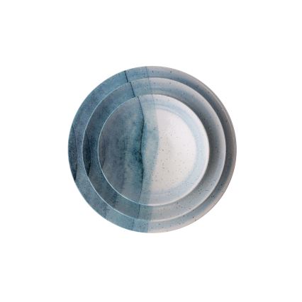 24 daļu porcelāna galda servīze — zila/krēmīga