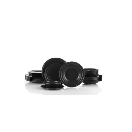 24 daļu porcelāna galda trauku komplekts, melns