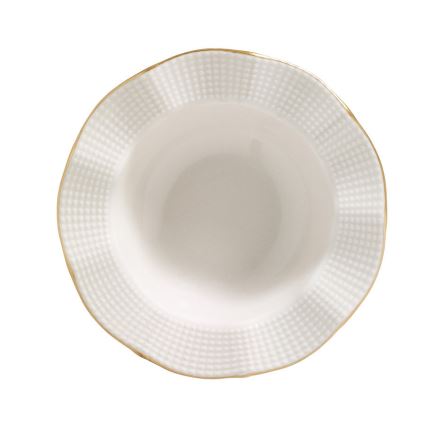 24 daļu porcelāna servīze, balta ar zelta apdari