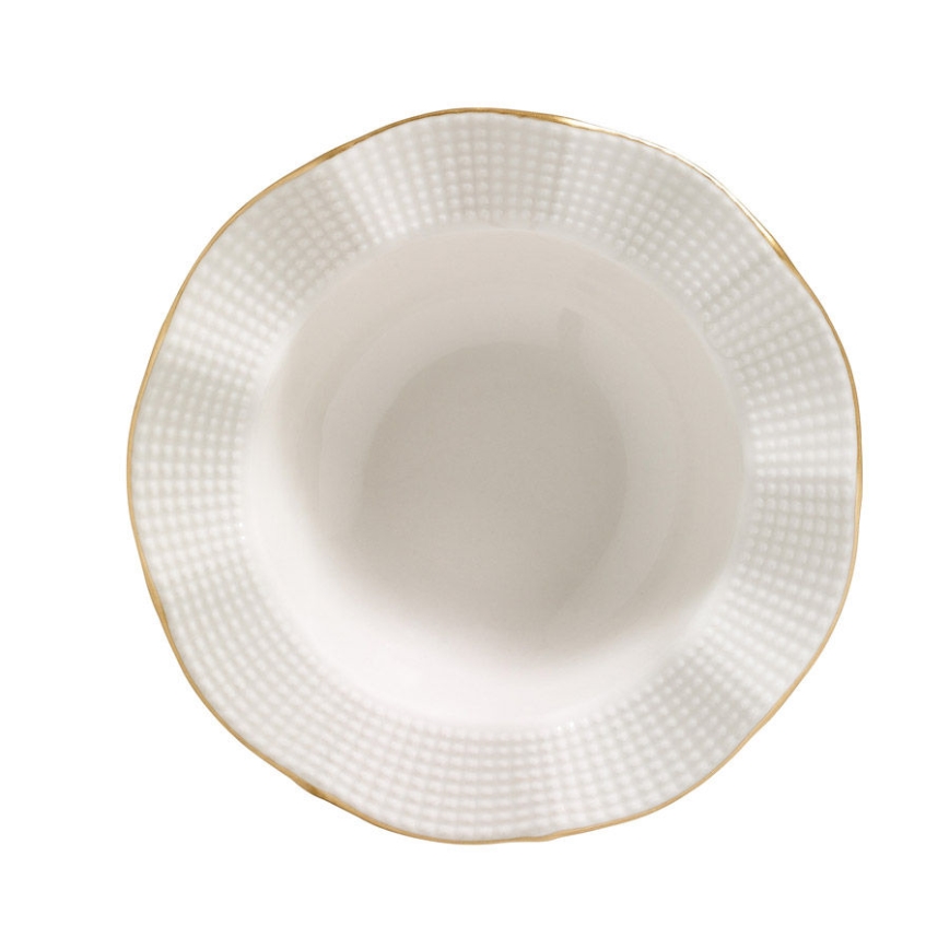 24 daļu porcelāna servīze, balta ar zelta apdari