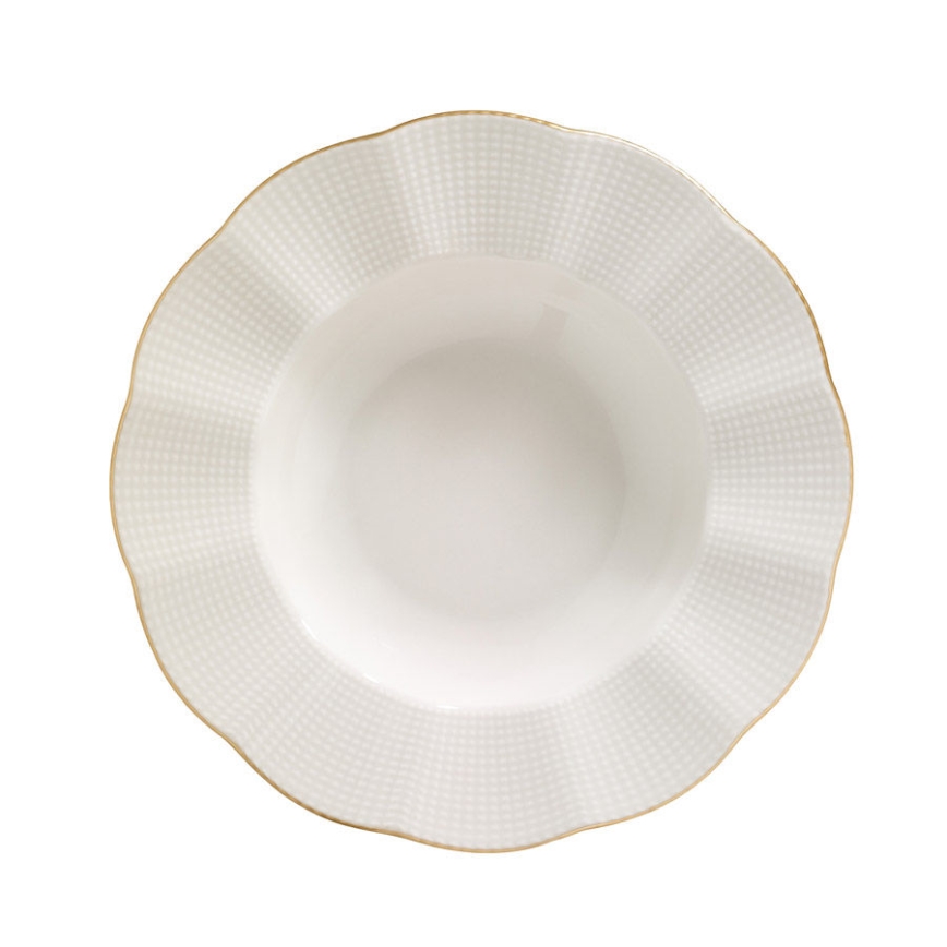 24 daļu porcelāna servīze, balta ar zelta apdari