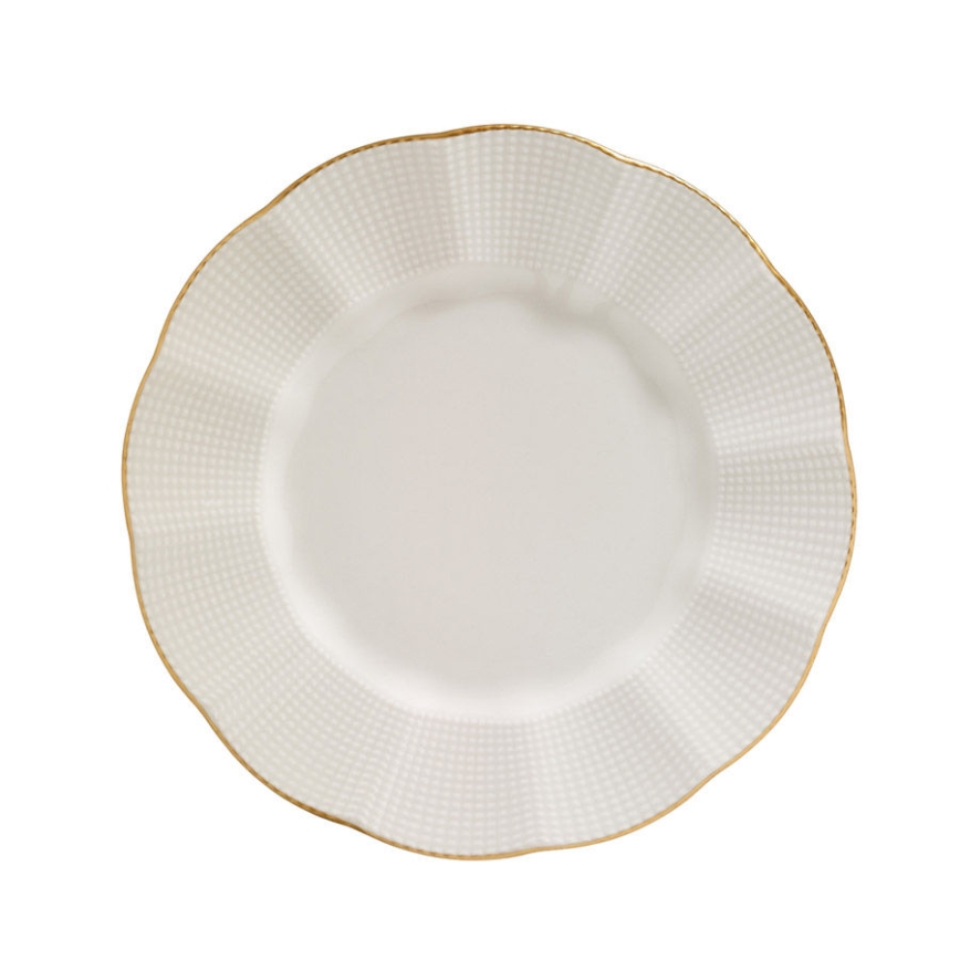 24 daļu porcelāna servīze, balta ar zelta apdari