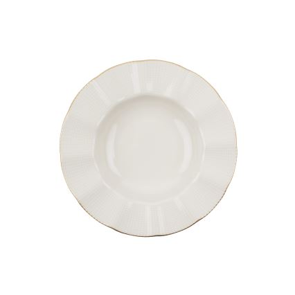 24 daļu porcelāna servīze, balta ar zelta apdari