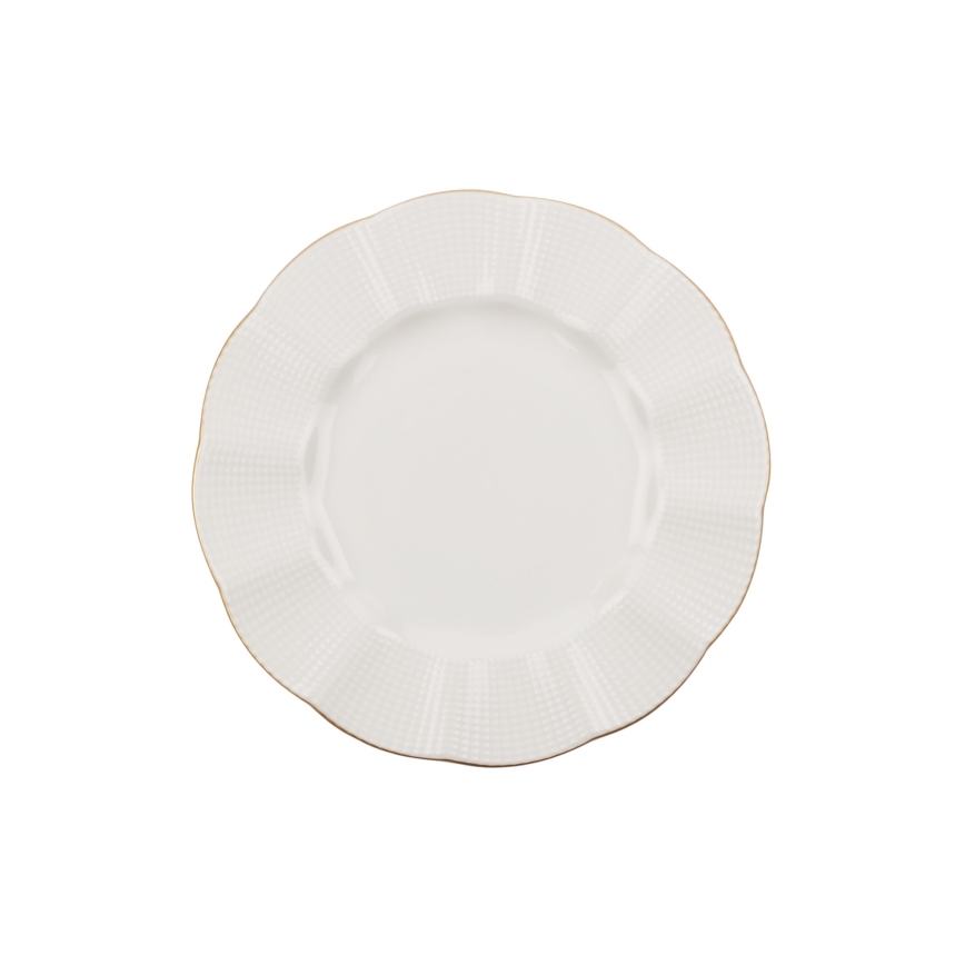 24 daļu porcelāna servīze, balta ar zelta apdari