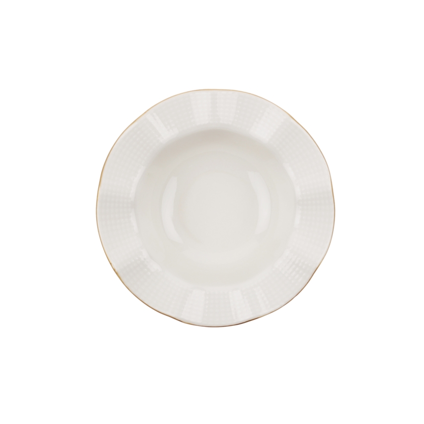 24 daļu porcelāna servīze, balta ar zelta apdari