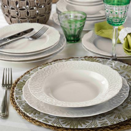 24 daļu porcelāna servīze, balta