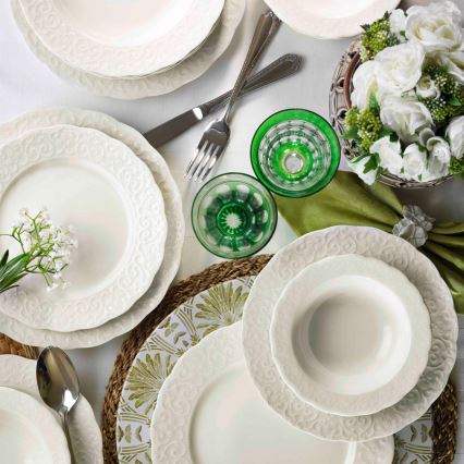 24 daļu porcelāna servīze, balta