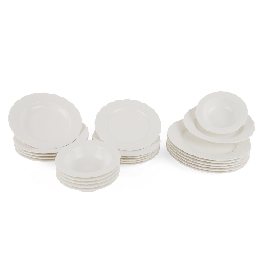 24 daļu porcelāna servīze, balta